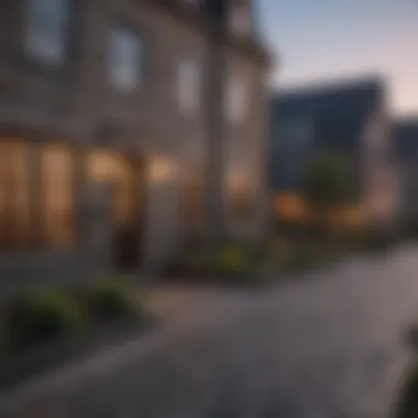 Panoramic view of Cobblestone Court with modern amenities