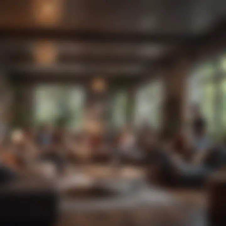 Diverse individuals engaged in lively discussions in a shared living space