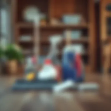 Essential Cleaning Tools for Laminate Care Cleaning supplies organized for laminate floor maintenance