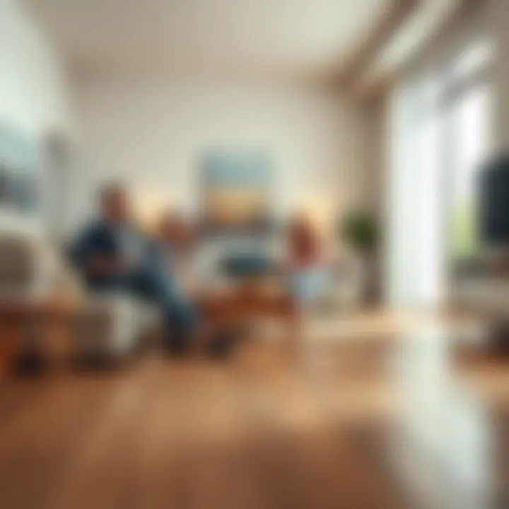 Living Room Harmony with Laminate Flooring A family enjoying a clean laminate floor in their living room