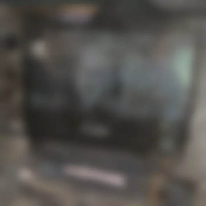 Close-up view of a flat-screen TV with dust particles