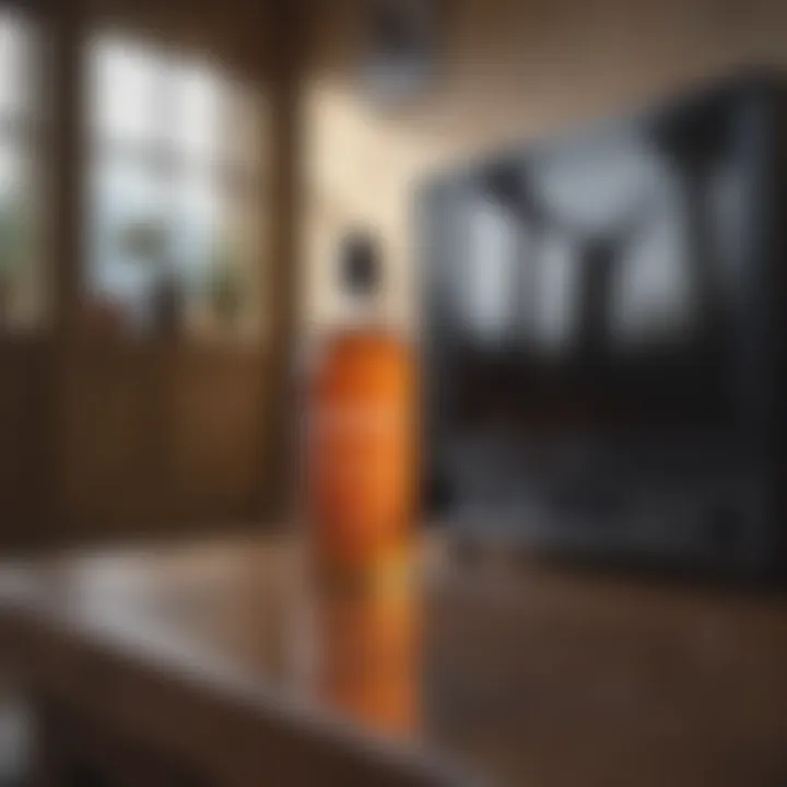Display of various cleaning solutions suitable for TV screens