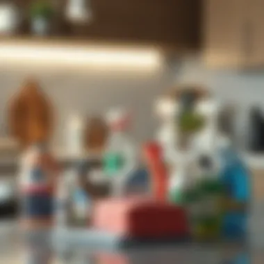 Variety of Cleaning Solutions Showcase of various cleaning products on a countertop