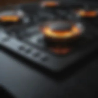 Before and after comparison of a black glass stove top cleaning