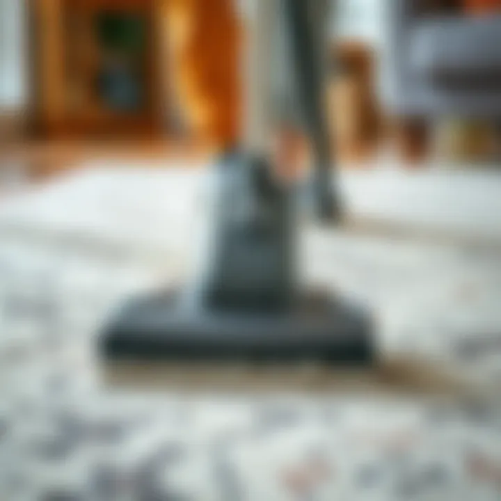 Carpet Cleaner in Action Detailed view of a carpet cleaner in action on a rug