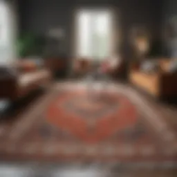 A beautifully arranged living room featuring a variety of rugs