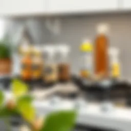 Stove top with natural cleaning supplies arranged neatly