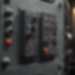 A circuit breaker panel with a tripped switch