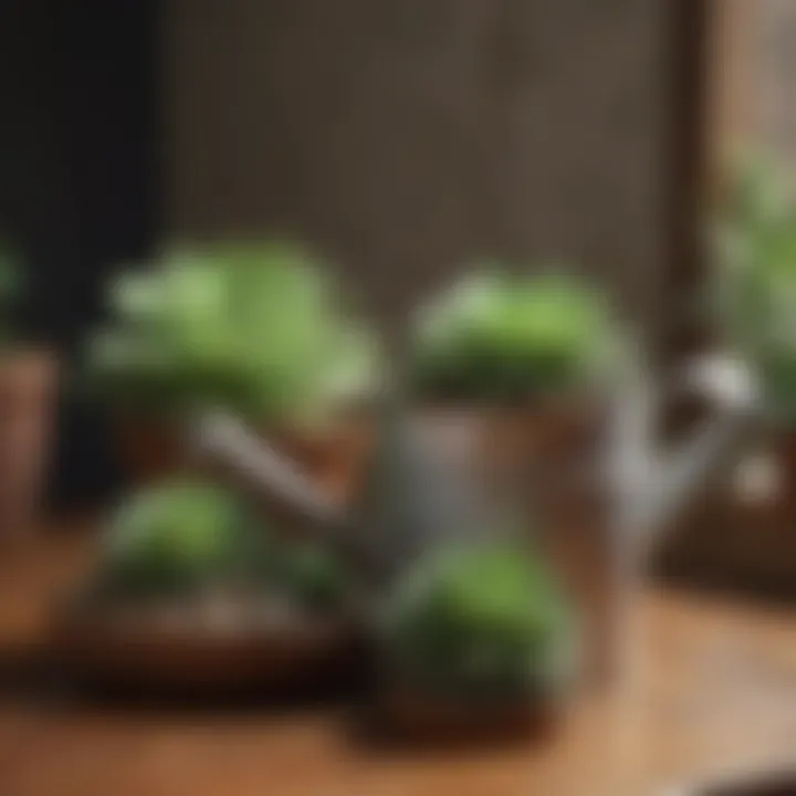 Watering can nurturing succulents, demonstrating proper watering technique