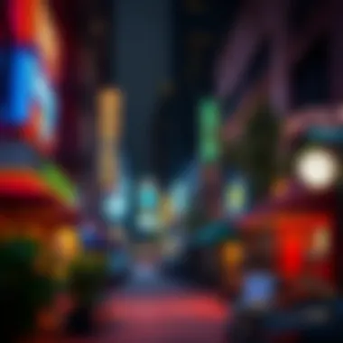 A vibrant street view highlighting local dining and entertainment options in 60607