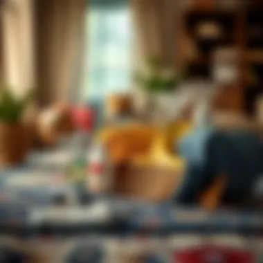 Cleaning Tools for Area Rugs Tools and supplies for cleaning area rugs neatly arranged