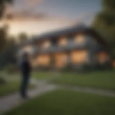 Homeowner contemplating their future in front of a house