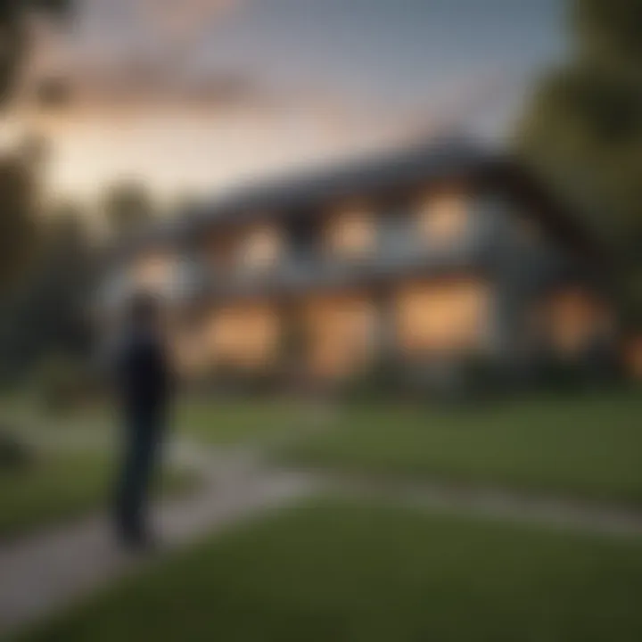 Homeowner contemplating their future in front of a house