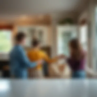 Family members collaborating on a chore assignment