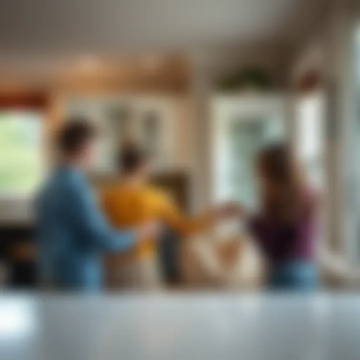 Family members collaborating on a chore assignment