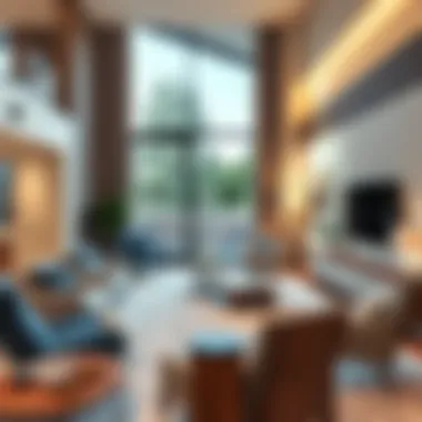 Luxurious living room interior featuring contemporary furnishings