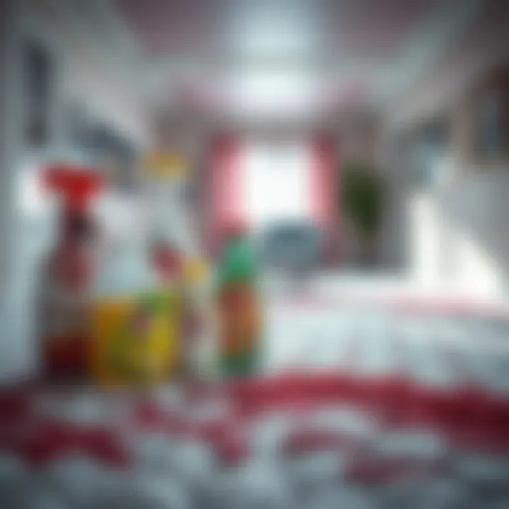 Variety of cleaning products for carpet stains