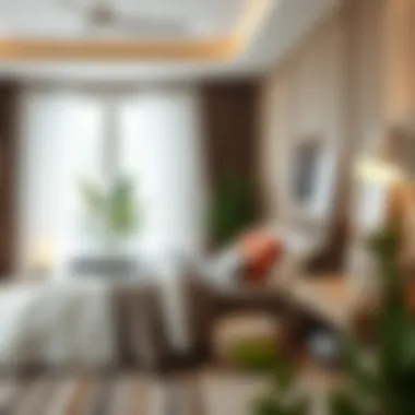 Organized Decor for Enhanced Relaxation A tranquil bedroom with organized decor elements