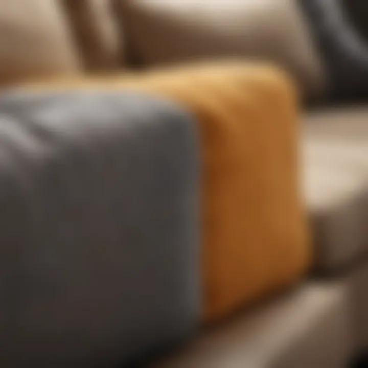 Close-up of different fabric types for couches