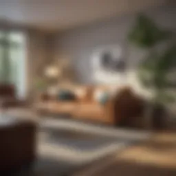 A clean and organized living room showcasing deep cleaning effects