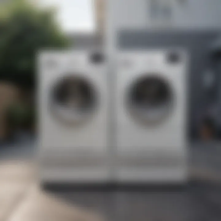 Before and after comparison of a laundry machine’s exterior, highlighting the transformation