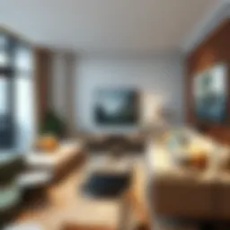 Cozy apartment living room with smart furniture arrangement