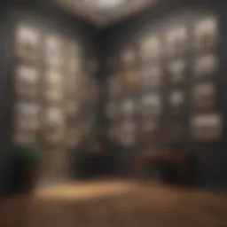 A beautifully arranged gallery wall showcasing various art pieces at an optimal height.
