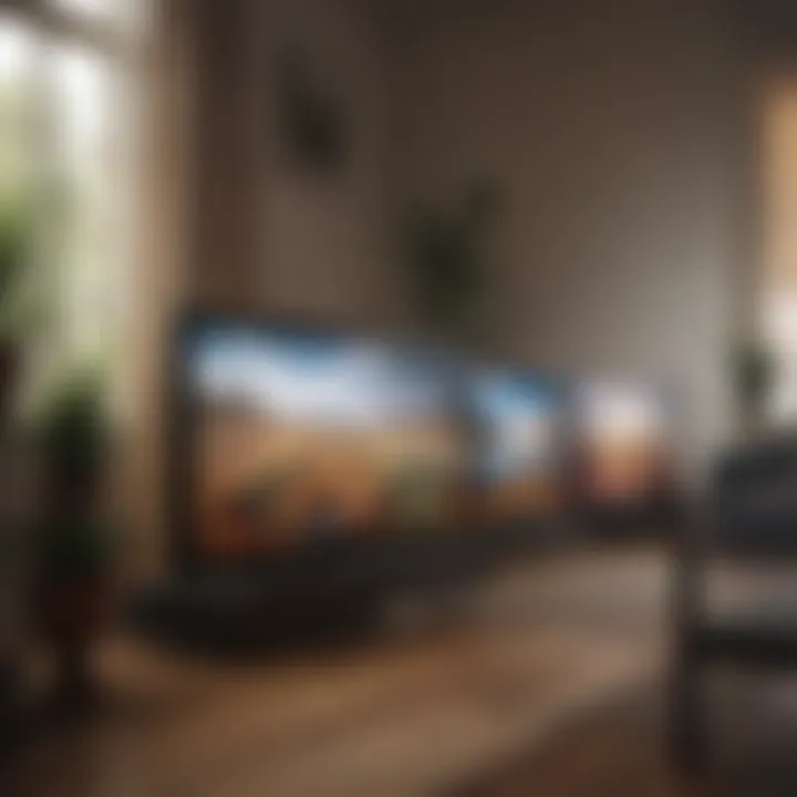 Different types of TV screens lined up for comparison