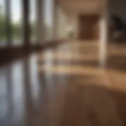 Shiny laminate floor reflecting light