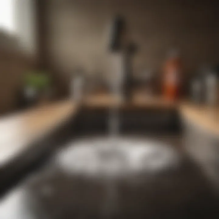 Pouring baking soda and vinegar into a drain