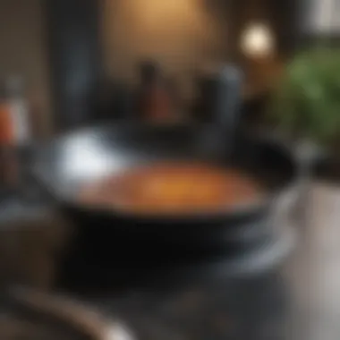 Cared-For Surface An iron skillet showcasing its shiny and cared-for surface