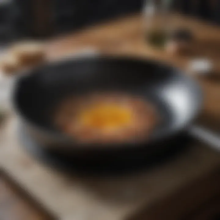 Seasoning an iron skillet with oil and salt