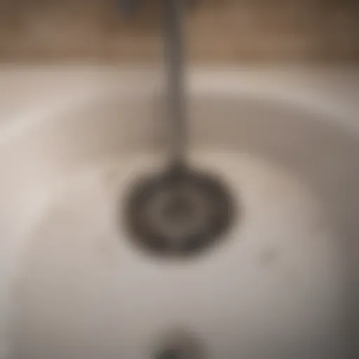 Clogged tub drain with water buildup