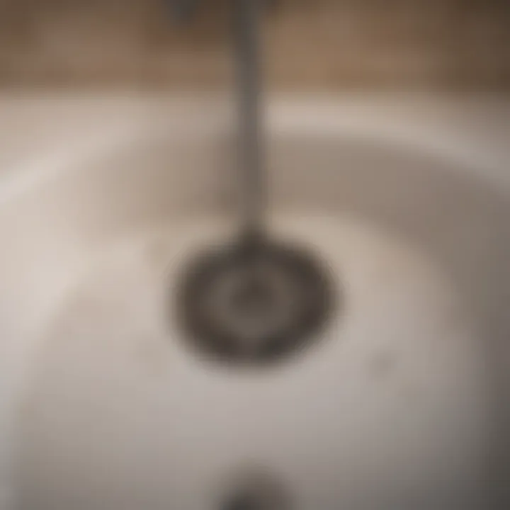 Clogged tub drain with water buildup