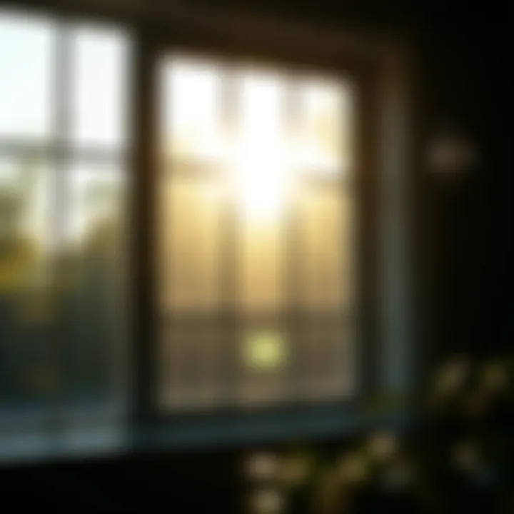 A pristine window reflecting sunlight