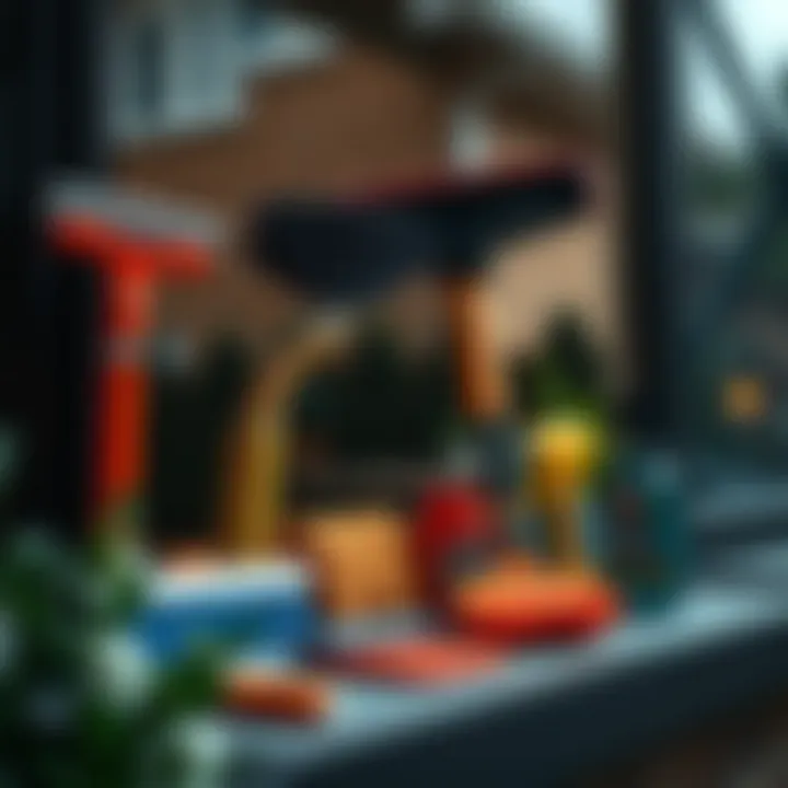 Various cleaning tools for window care