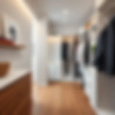 A minimalist closet design featuring open spaces
