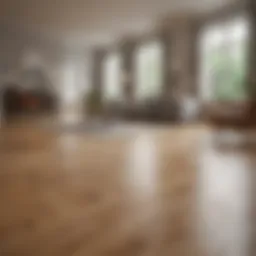 A pristine living room showcasing shiny laminate flooring