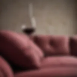 Fabric couch with a red wine stain