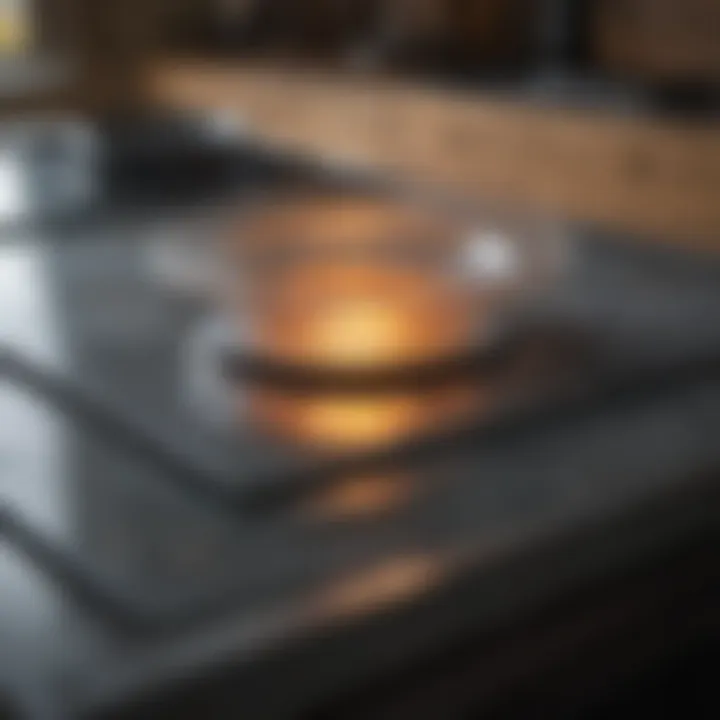 Close-up of a glass stove top being cleaned