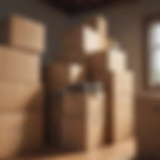 Organized moving boxes stacked neatly
