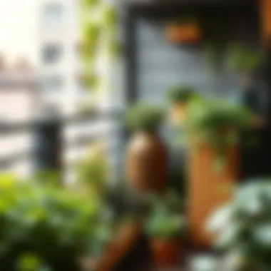 Lush Balcony Garden Complementing Composting Efforts A lush balcony garden thriving next to a compost bin.