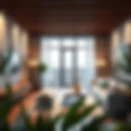 A modern apartment living room showcasing stylish furniture and decor