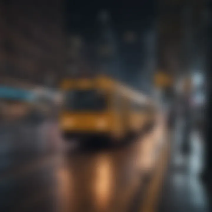 Public transportation options in Chicago, featuring a train and bus