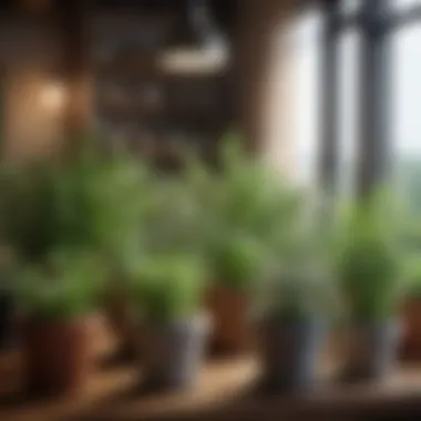 Diverse Herbs for Indoor Cultivation Variety of herbs in pots