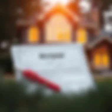 A mortgage document with a house background
