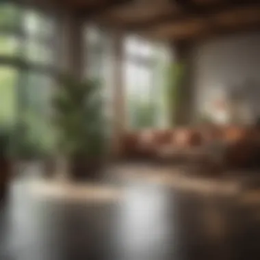 Sustainable Living Space with Cleaning Solutions An aesthetically pleasing living space maintained with sustainable cleaning products