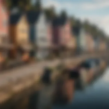 Picturesque Waterfront Area with Colorful Houses Picturesque waterfront area with colorful houses