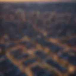 Aerial view of a vibrant city skyline showcasing affordable housing options