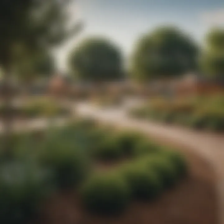 An inviting neighborhood park in a budget-friendly city with families enjoying leisure time